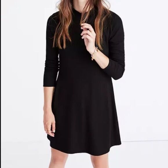 MADEWELL City Block Ribbed Mock Neck Dress Womens Small A-Line Academia Preppy - Picture 3 of 16